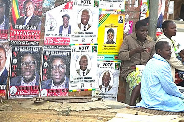 Sitting near posters